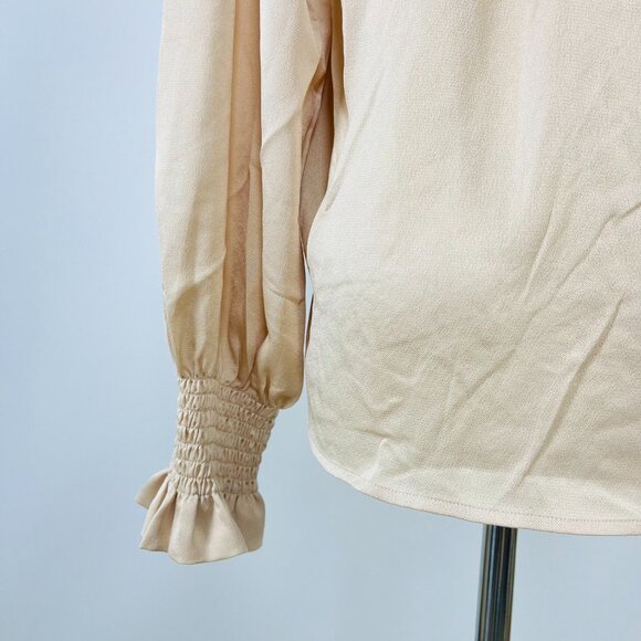 NWOT SEE BY CHLOÉ Tie-Neck Twill Blouse Khaki Size 38/6 Long Sleeves Ruffles - Picture 7 of 13